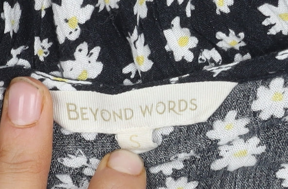 Beyond Words Women's Black Floral A-Line Dress, Size S