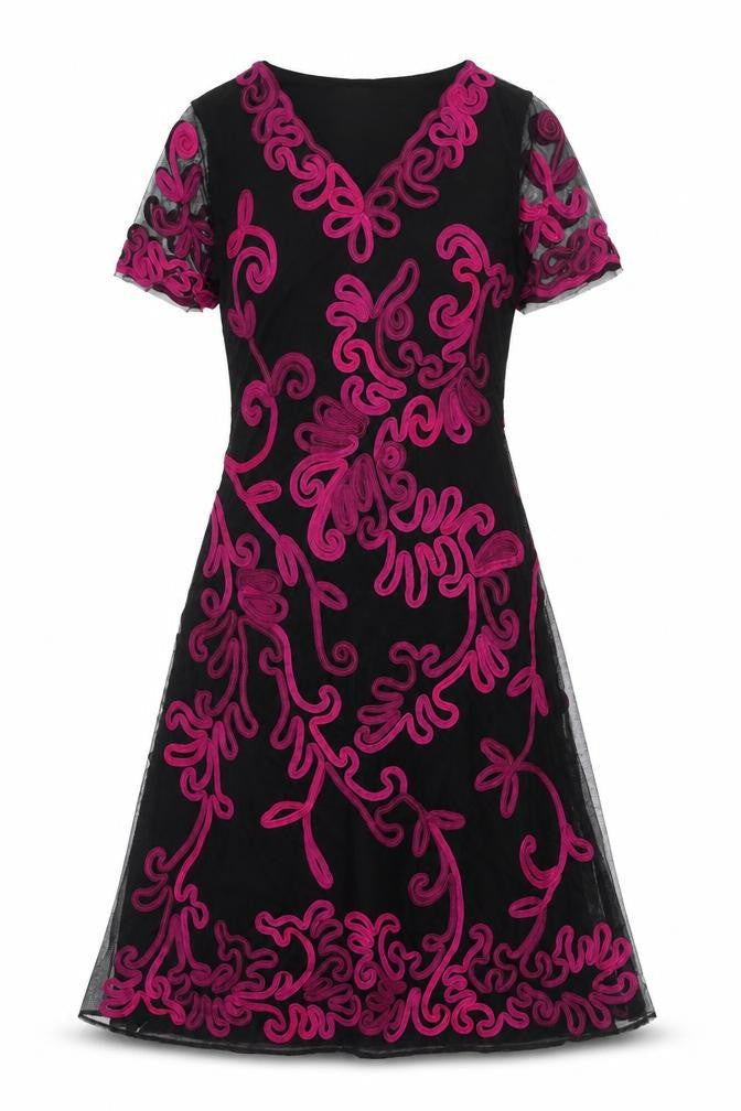 Country Casuals Women's Black A-Line Embroidered Dress Size 12