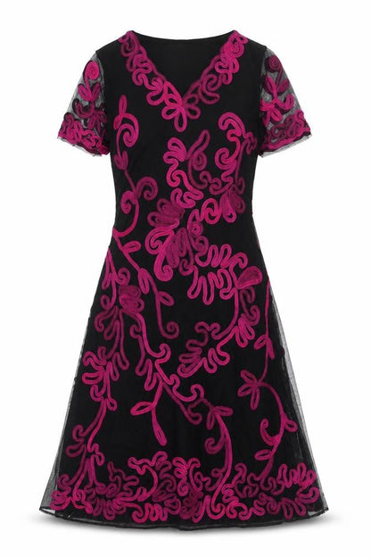 Country Casuals Women's Black A-Line Embroidered Dress Size 12
