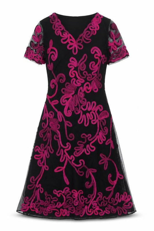 Country Casuals Women's Black A-Line Embroidered Dress Size 12