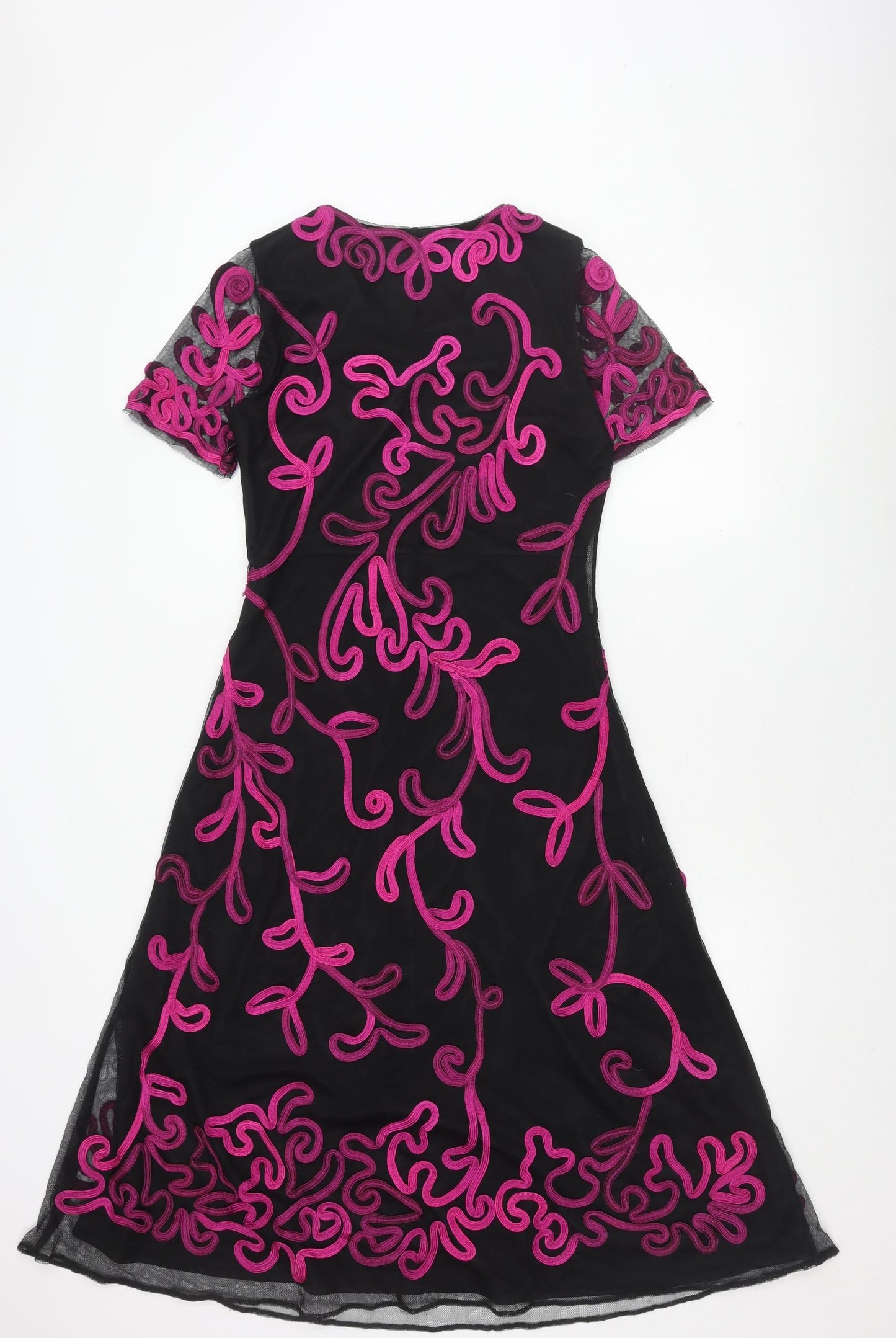 CC Women's Black A-Line Embroidered Dress Size 12