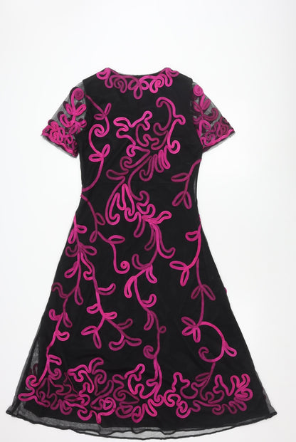CC Women's Black A-Line Embroidered Dress Size 12