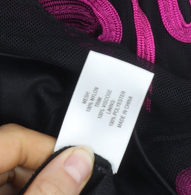 CC Women's Black A-Line Embroidered Dress Size 12