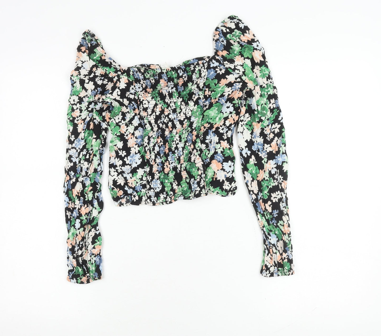 Womens UK Size 10 H&M Multicoloured Cropped Blouse