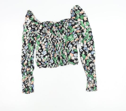Womens UK Size 10 H&M Multicoloured Cropped Blouse