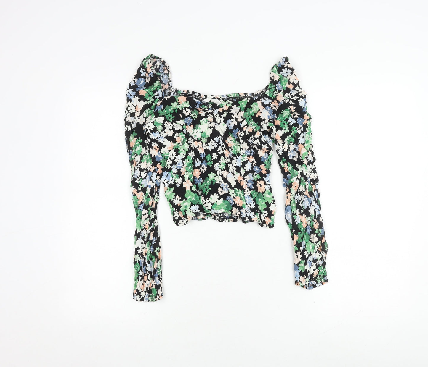 Womens UK Size 10 H&M Multicoloured Cropped Blouse