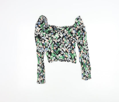 Womens UK Size 10 H&M Multicoloured Cropped Blouse