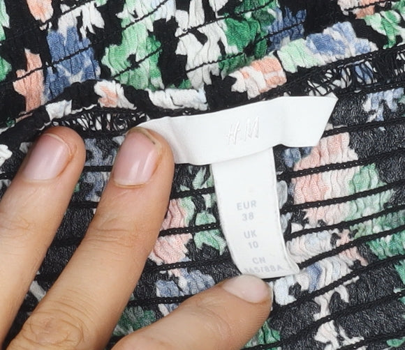 Womens UK Size 10 H&M Multicoloured Cropped Blouse