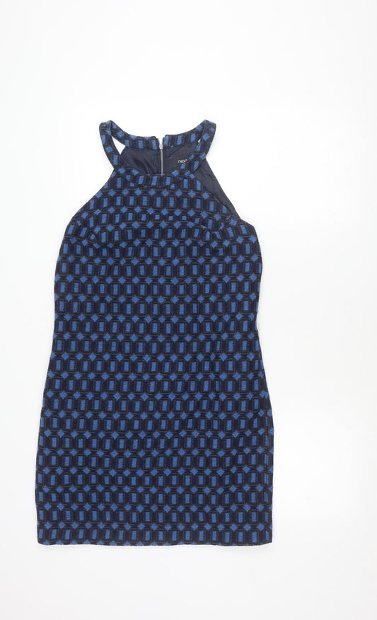 Next Women's Blue Geometric Sheath Dress Size 12
