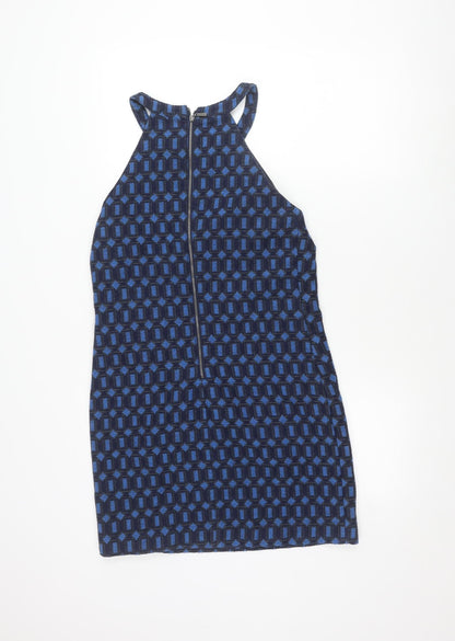 Next Women's Blue Geometric Sheath Dress Size 12