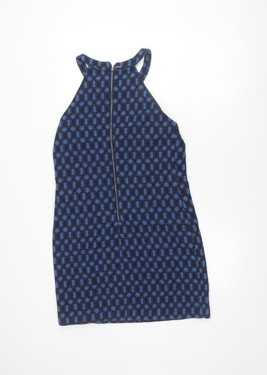 Next Women's Blue Geometric Sheath Dress Size 12