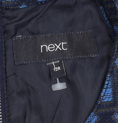 Next Women's Blue Geometric Sheath Dress Size 12