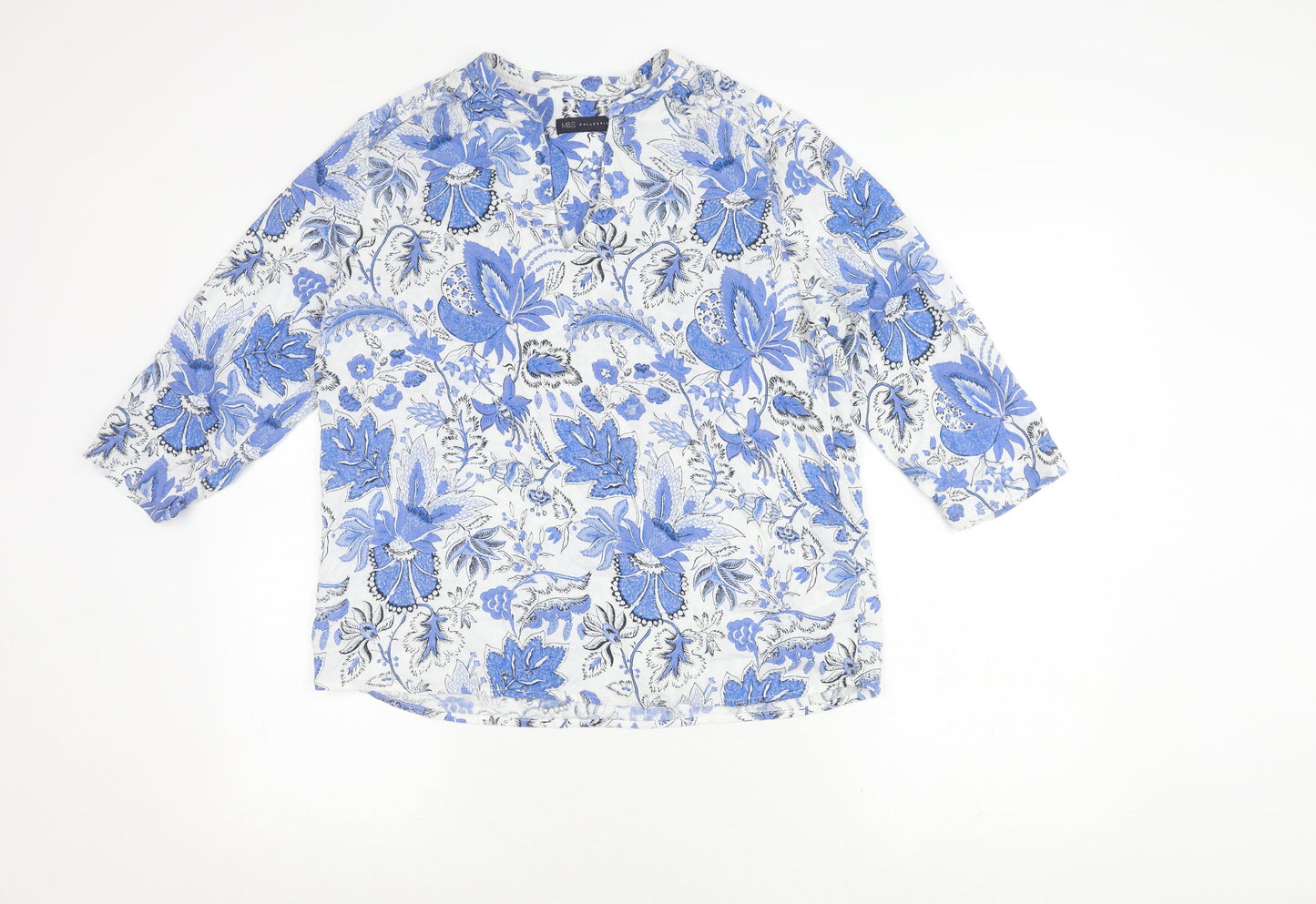 Womens UK Size 12 Marks and Spencer Blue Tunic Blouse