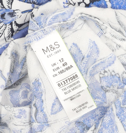 Womens UK Size 12 Marks and Spencer Blue Tunic Blouse
