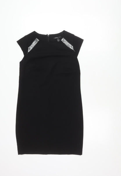 Mango Black Sheath Dress Women Size 8 Sleeveless Sequin