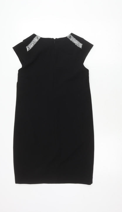 Mango Black Sheath Dress Women Size 8 Sleeveless Sequin
