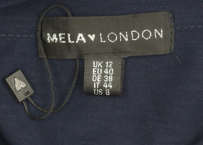 Mela London Women's Blue Belted Collared Dress