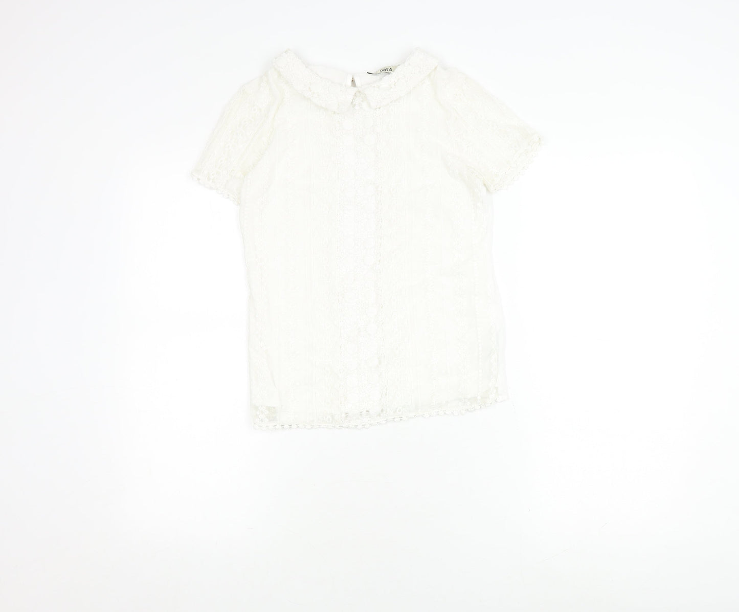 Oasis Women's White Lace Blouse XS Cotton Blend
