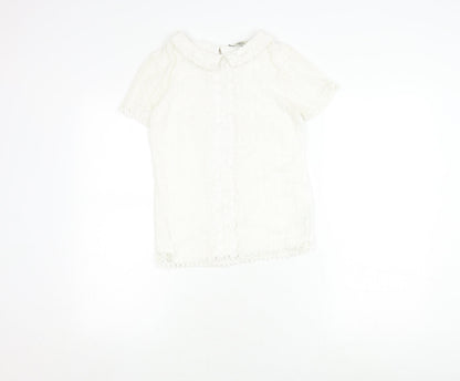 Oasis Women's White Lace Blouse XS Cotton Blend