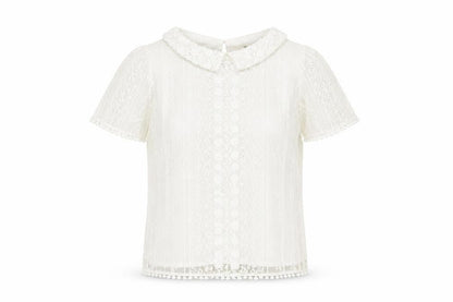 Oasis Women's White Lace Blouse XS Cotton Blend