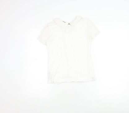 Oasis Women's White Lace Blouse XS Cotton Blend