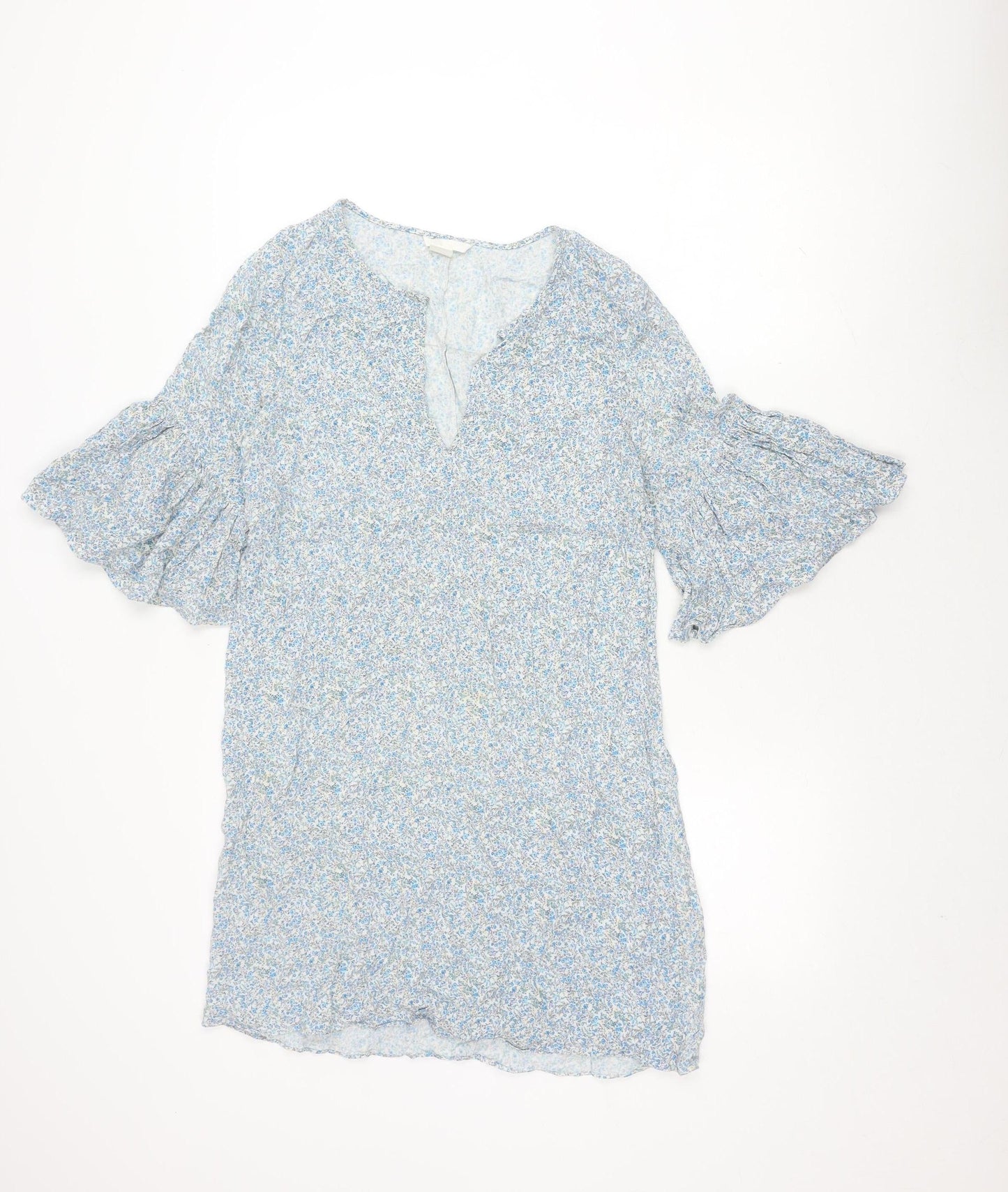 H&M Women's Blue Floral Viscose Dress Size 8