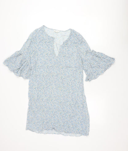 H&M Women's Blue Floral Viscose Dress Size 8