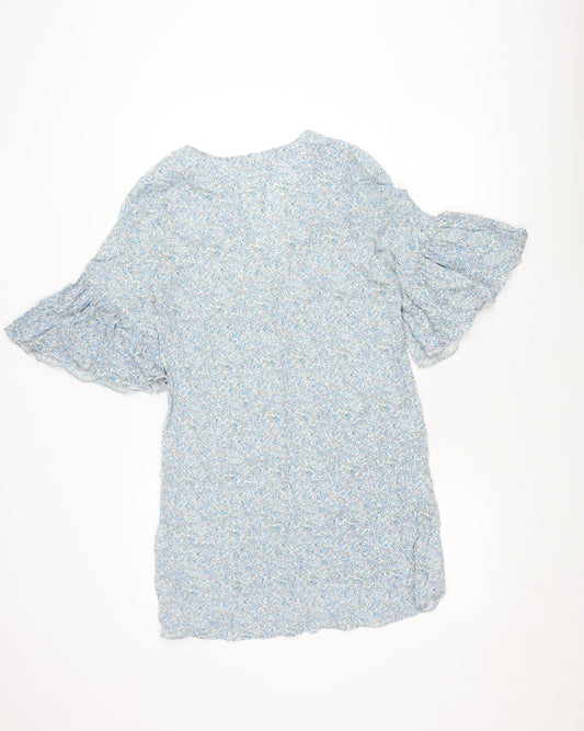 H&M Women's Blue Floral Viscose Dress Size 8