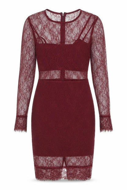 Topshop Women's Red Lace Bodycon Dress Size 6