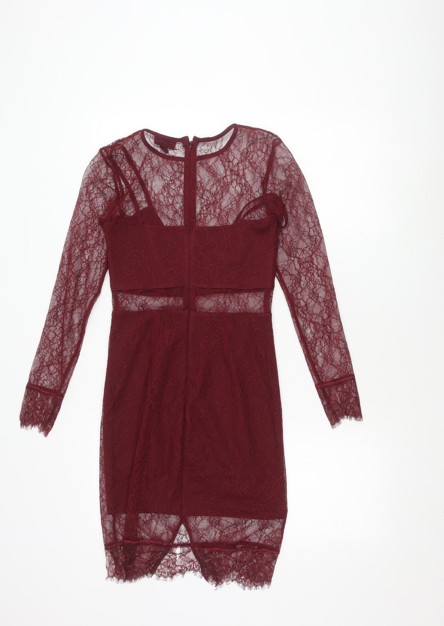 Topshop Women's Red Lace Bodycon Dress Size 6