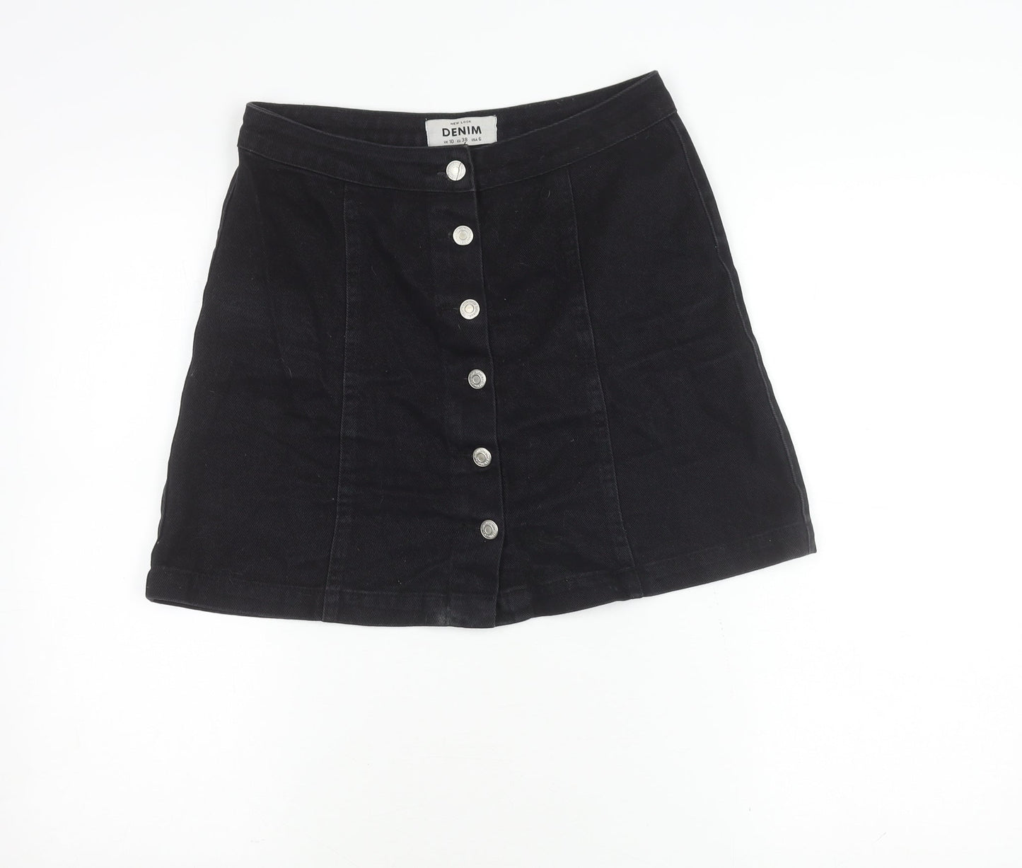 New Look Women's Black A-Line Denim Skirt, Size 10
