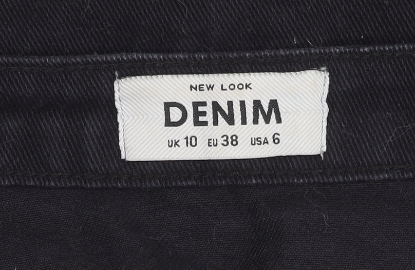 New Look Women's Black A-Line Denim Skirt, Size 10