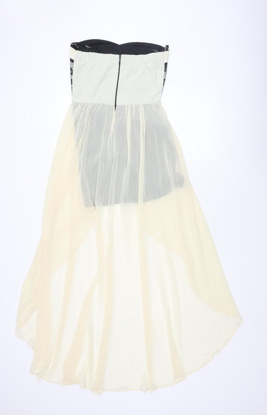 TFNC London Ivory Strapless Fit & Flare Midi Dress S