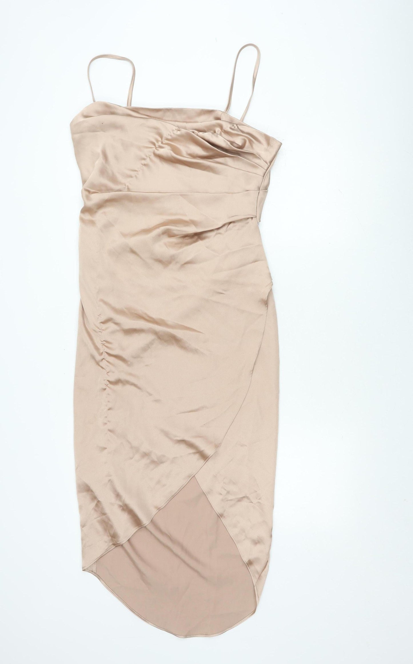 ASOS Women Beige Slip Dress Size 12 Midi