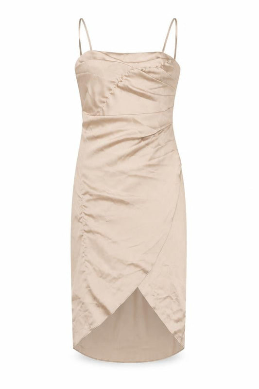 Front view of ASOS Women Beige Slip Dress, size 12, Midi
