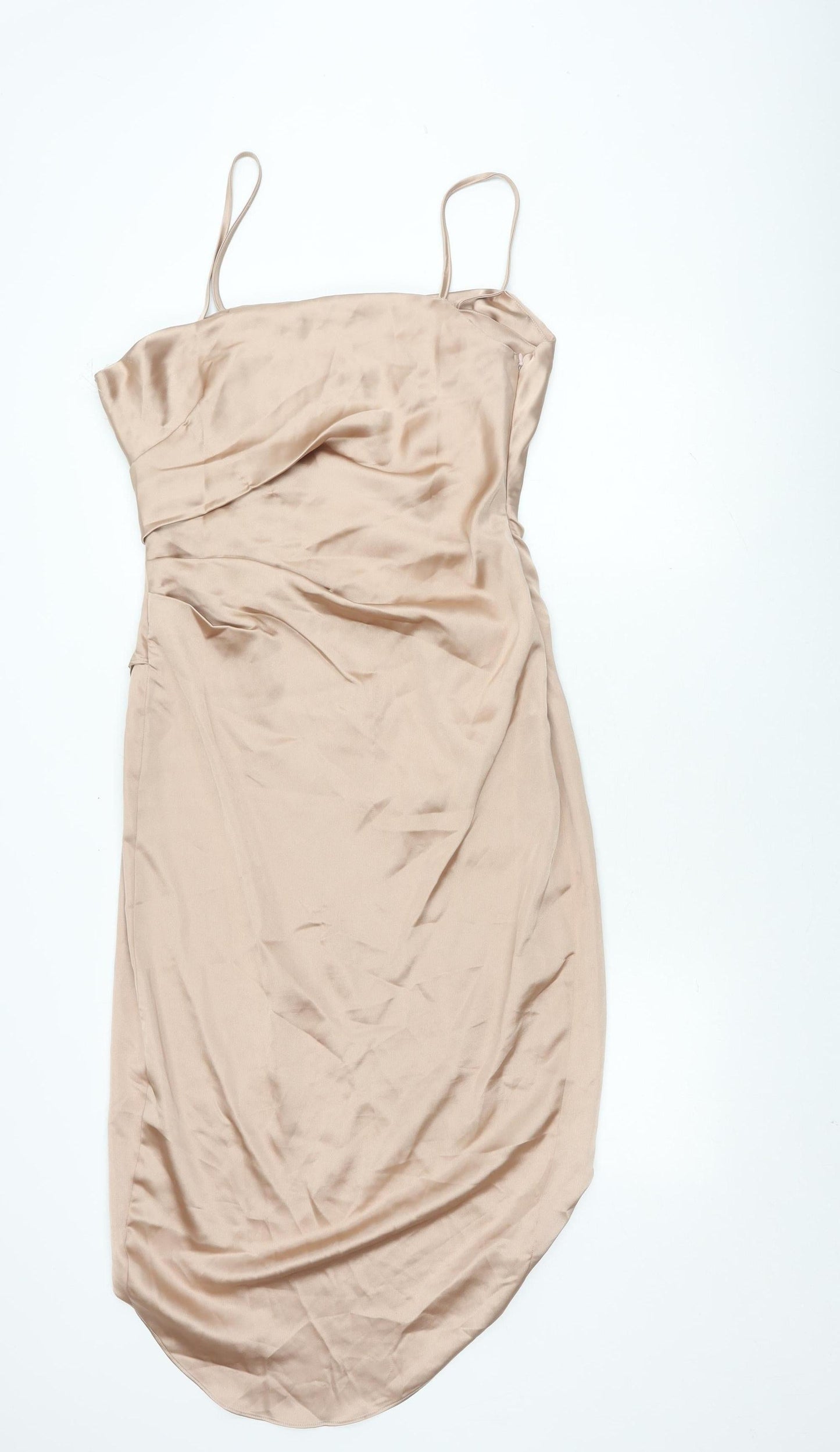 ASOS Women Beige Slip Dress Size 12 Midi