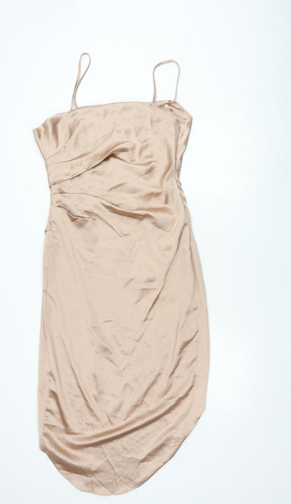 ASOS Women Beige Slip Dress Size 12 Midi