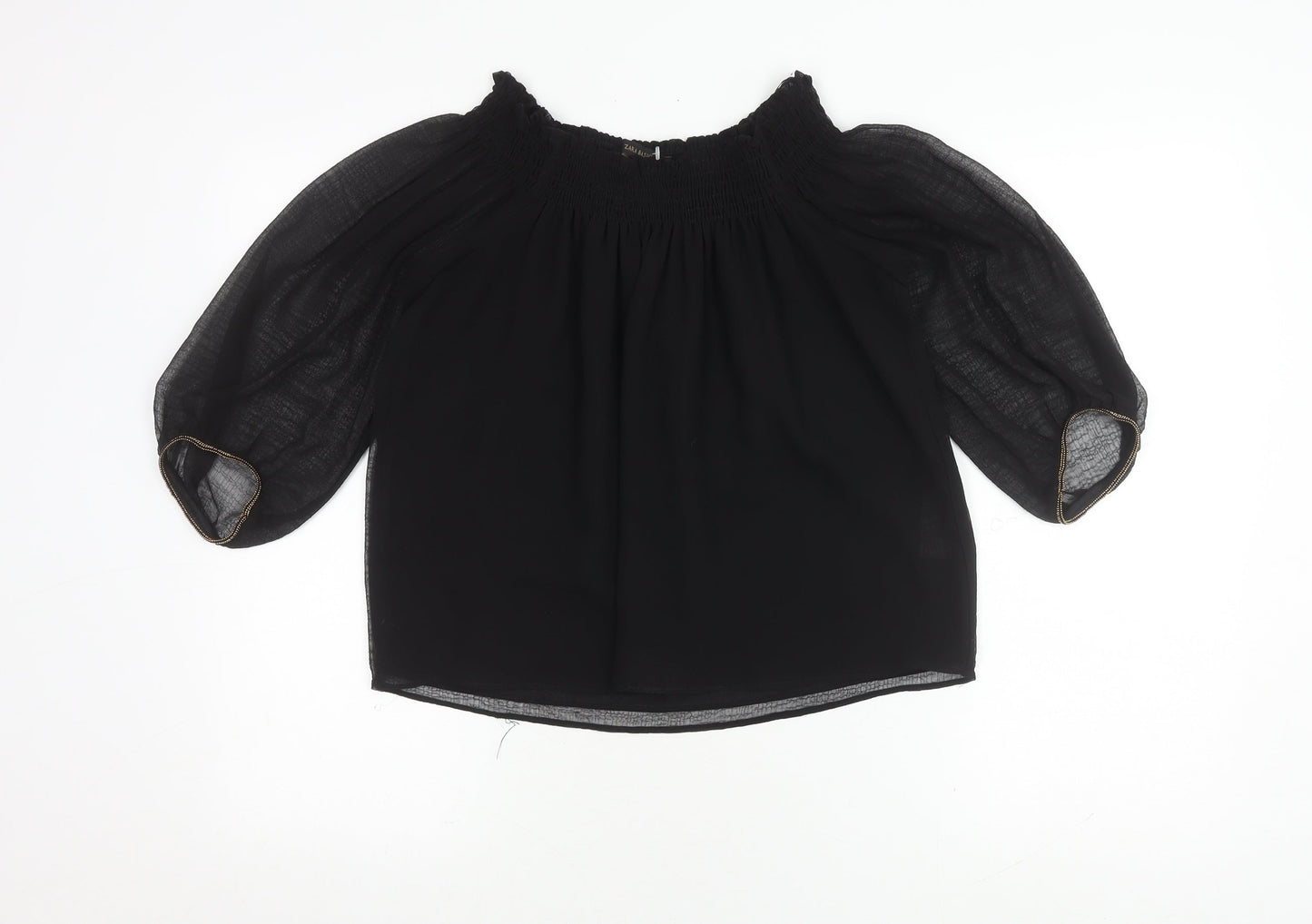 Womens UK Size XS Zara Basic Black Basic Blouse