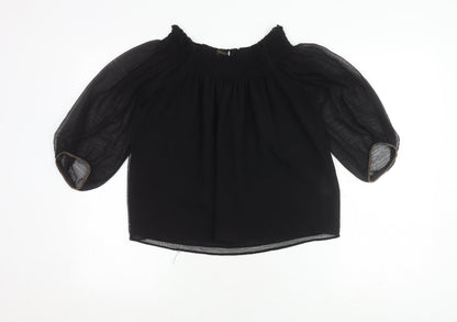 Womens UK Size XS Zara Basic Black Basic Blouse