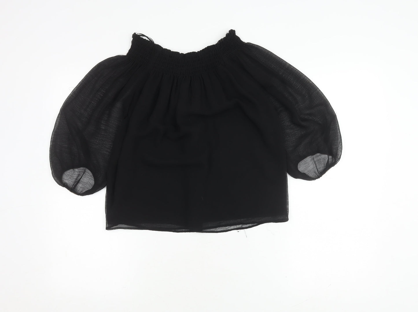 Womens UK Size XS Zara Basic Black Basic Blouse