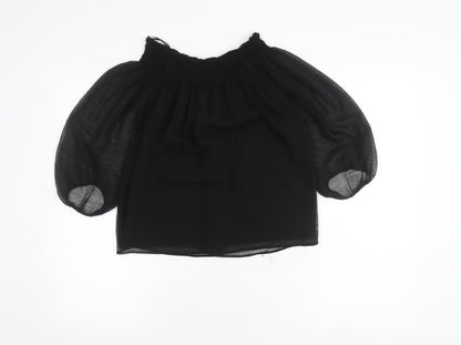 Womens UK Size XS Zara Basic Black Basic Blouse
