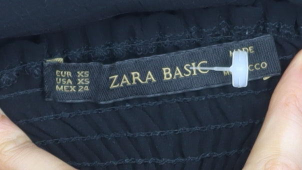 Womens UK Size XS Zara Basic Black Basic Blouse