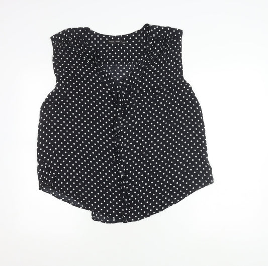 ZARA BASIC Women's Black Polka Dot Sleeveless Blouse Size 12