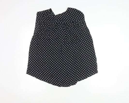 ZARA BASIC Women's Black Polka Dot Sleeveless Blouse Size 12