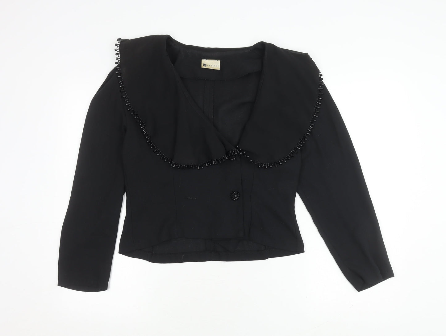 Classics Women's Black Beaded Short Jacket, Size 12