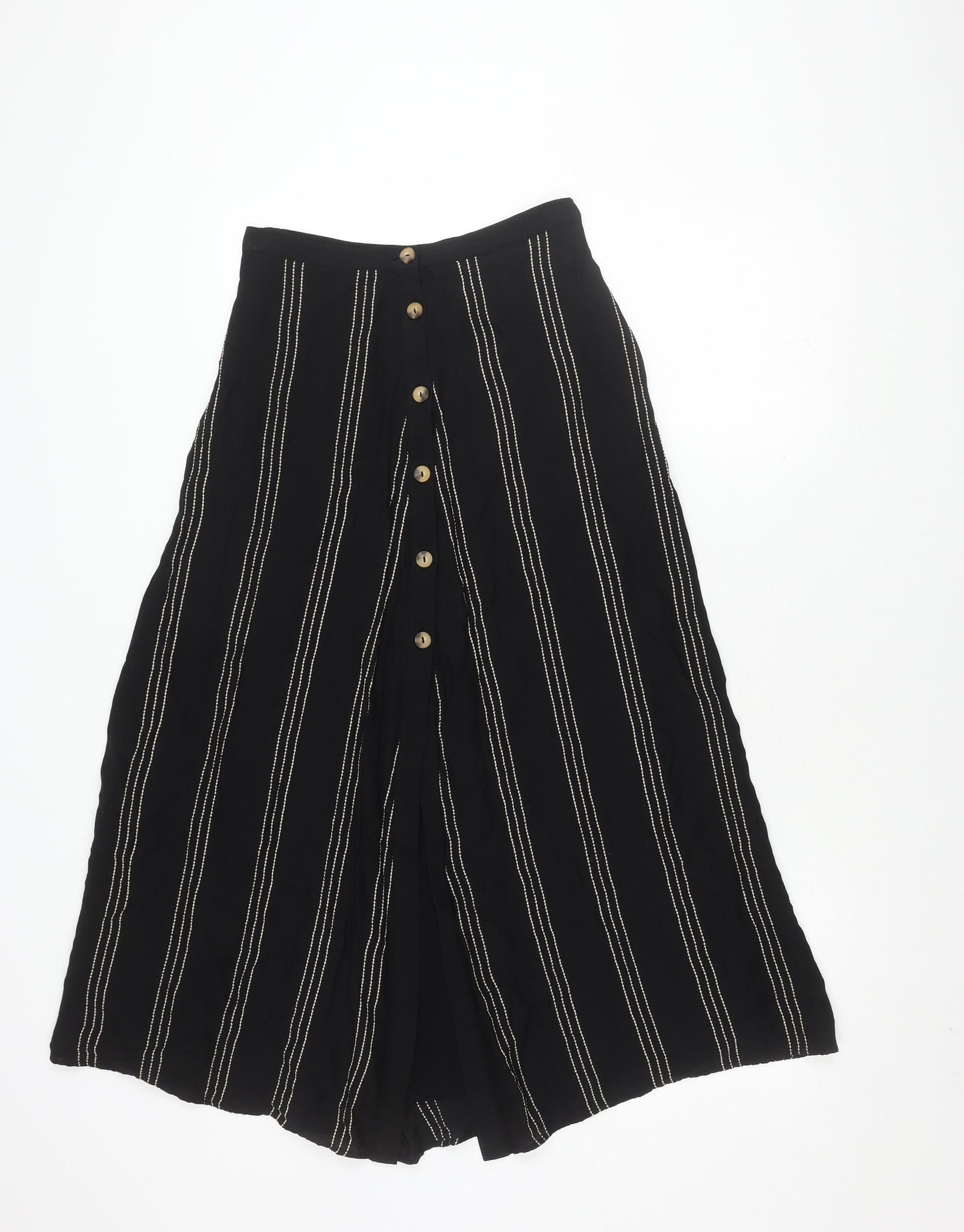 H&M Women's Black Striped Button Skirt, Size 6