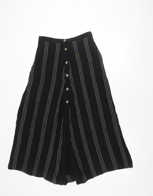 H&M Women's Black Striped Button Skirt, Size 6