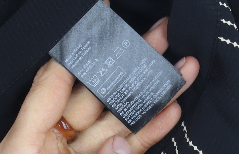 H&M Women's Black Striped Button Skirt, Size 6