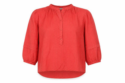 Costa Mani Women's Red Striped Blouse, Size S, Casual