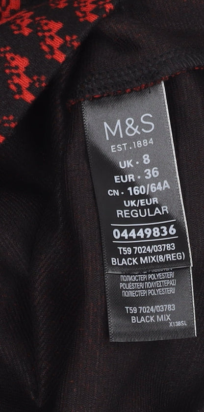 Marks and Spencer Women's Black Red Plaid Skirt Size 8